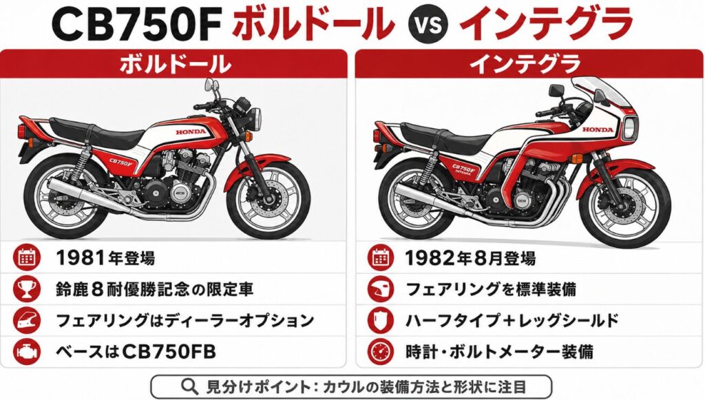 CB750Fボルドールとインテグラの違いを先に整理