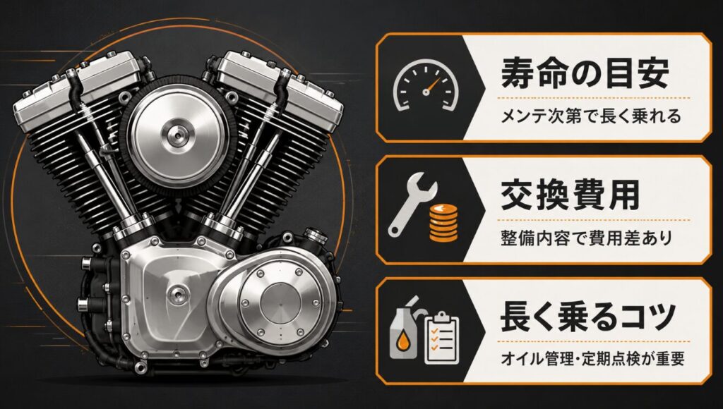 ハーレーツインカム88の寿命は？交換費用と長く乗るコツを解説２