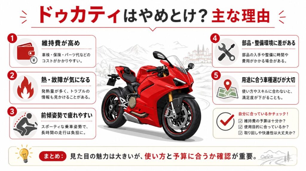 ドゥカティはやめとけ？と言われる理由と実際のところ
