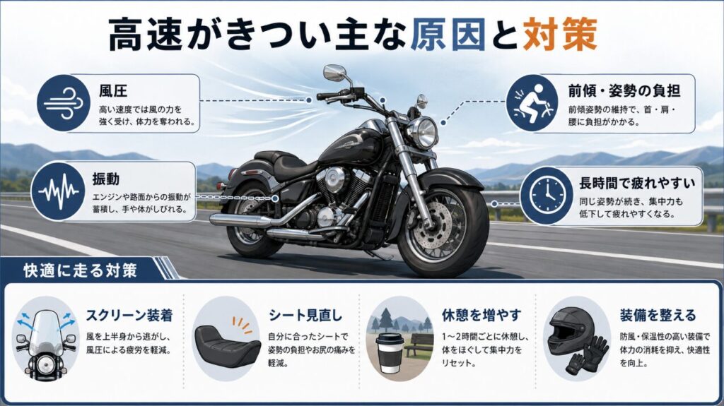 ハーレーで高速を走るときつい理由とまず見直したいポイント