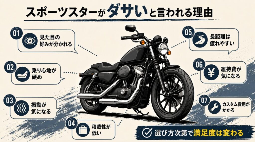 ハーレーのスポーツスターがダサいと言われる理由7選｜後悔しない選び方２