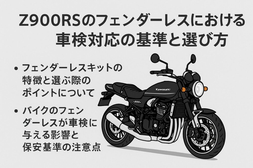 Z900RSのフェンダーレスにおける車検対応の基準と選び方