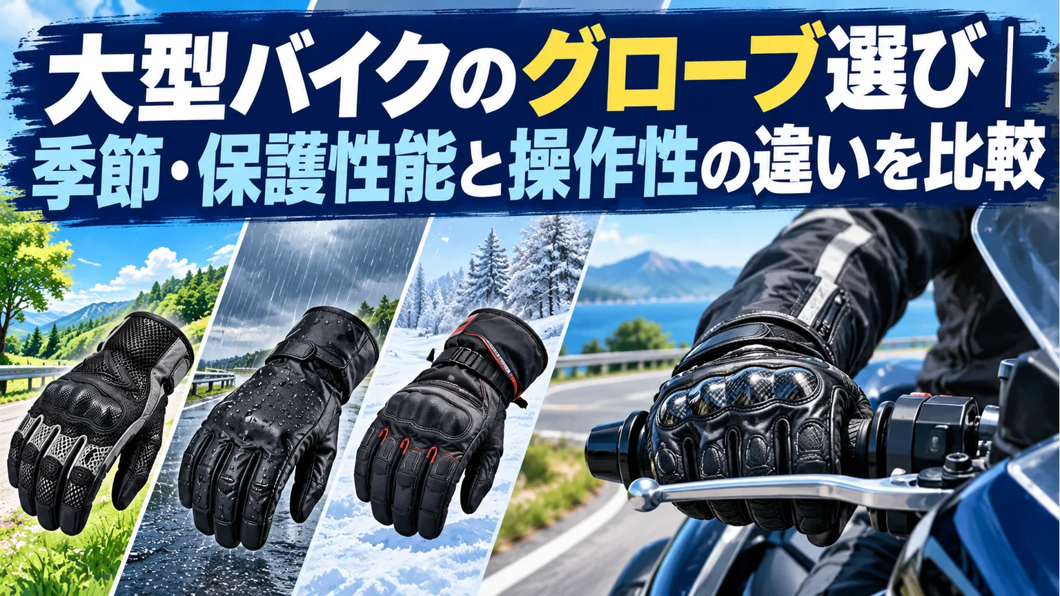 大型バイクのグローブを季節と保護部位、操作性で選ぶイメージ